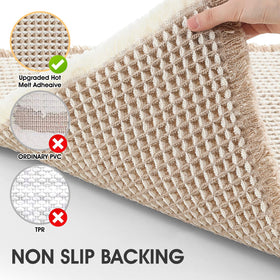 IM HOME Non-slip backing close-up highlights secure grip for safer bathroom footing.