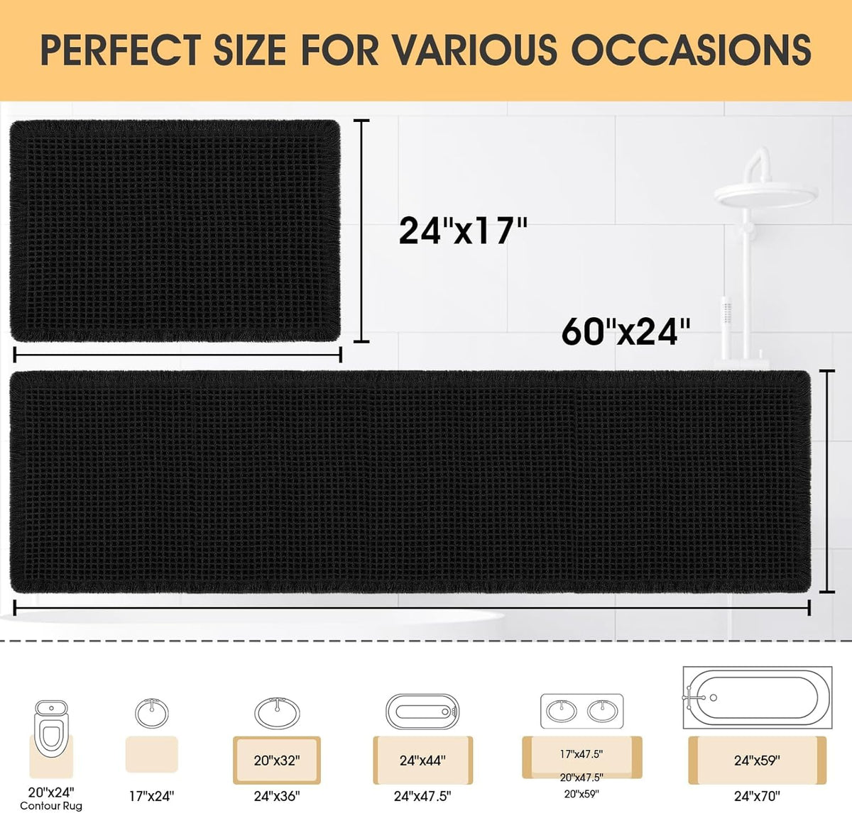 IM HOME non-slip backing detail keeps bathroom mat secure on slick floors