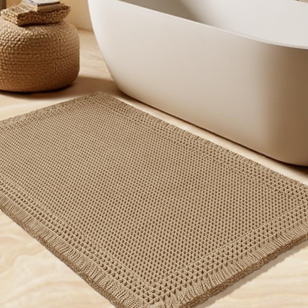 IM HOME Upgrade Waffle Bath Mat cloud soft texture supports gentle post bath steps