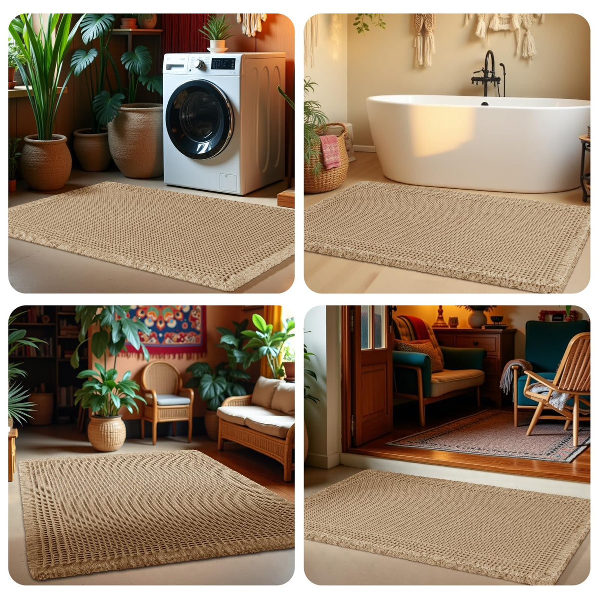 Beige color complements boho or modern decors with practical comfort