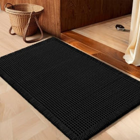 IM HOME waffle bath mat black 32x20 absorbs moisture for a dry floor