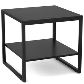 Homieasy End Table – 20-Inch Square, 2-Tier Storage, Industrial Wood, Black