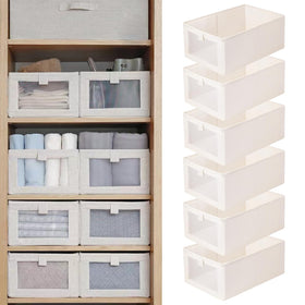 Pradnel Linen Closet Organizers (6 Pack) – Foldable Bins with Clear Windows
