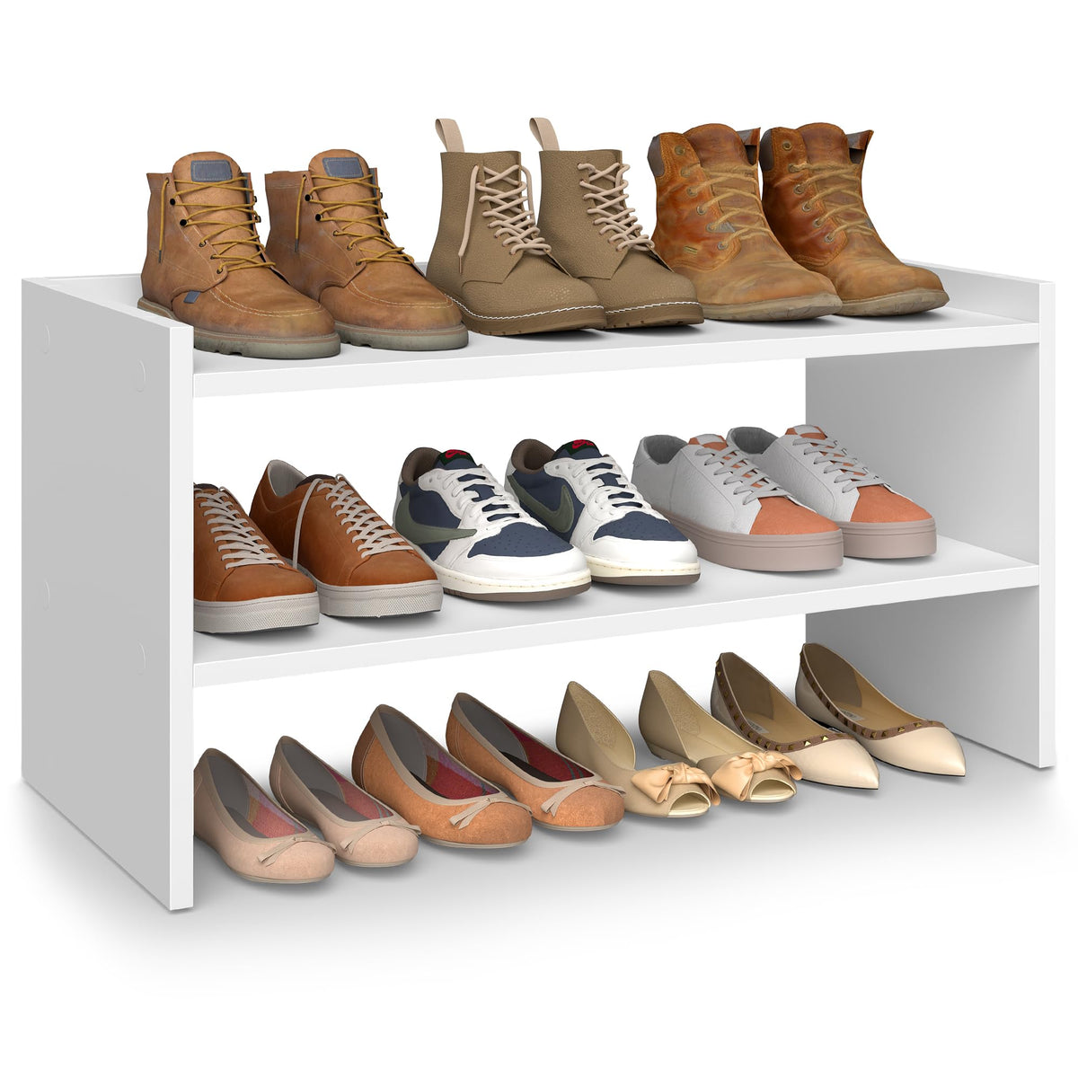 VASAGLE 2-Tier Stackable Shoe Rack for Closet | White ULBS062WZ01S