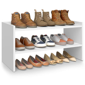 VASAGLE 2-Tier Stackable Shoe Rack for Closet | White ULBS062WZ01S