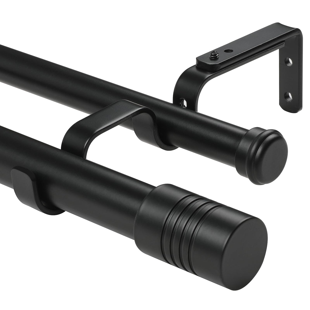 Creatyi 1-Inch Heavy Duty Double Curtain Rods – Adjustable 32–129 Inches (Black)
