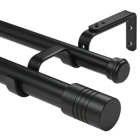 Creatyi 1-Inch Heavy Duty Double Curtain Rods – Adjustable 32–129 Inches (Black)
