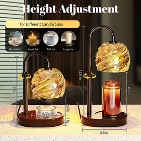 BlissWhisper Candle Warmer Lamp with Timer Dimmer | Height Adjustable, Safe Wax Melter, Black
