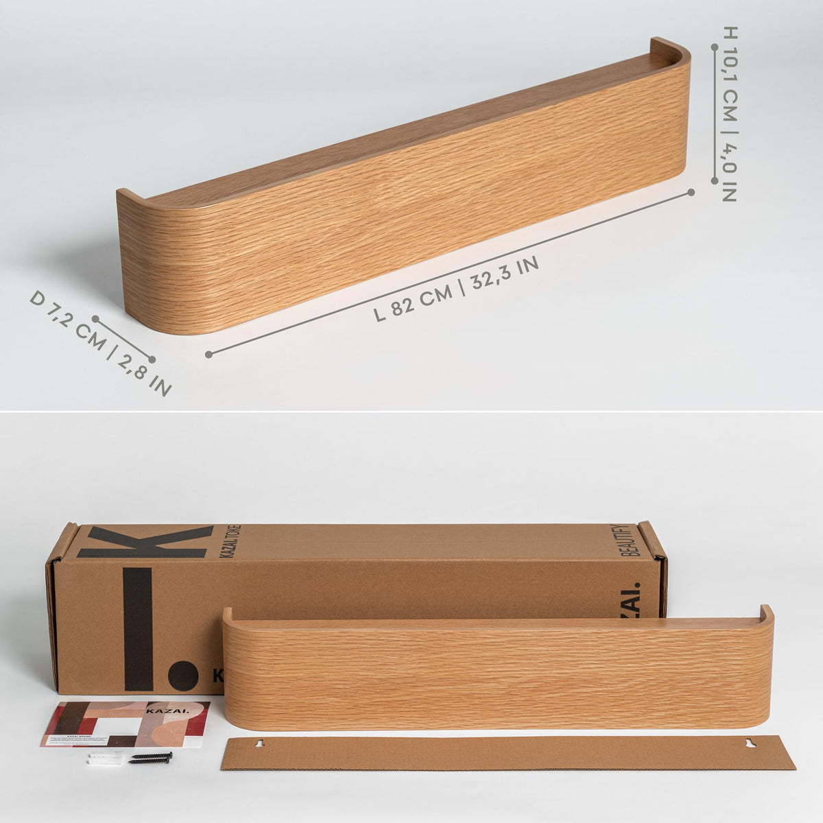 Kazai Toke Wall-Mounted Coat Rack – Hidden Hooks, Oak Wood Veneer