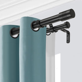 Creatyi 1-Inch Heavy Duty Double Curtain Rods – Adjustable 32–129 Inches (Black)