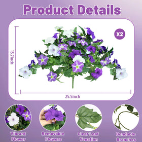 Unlemoni Outdoor Artificial Flowers – 6-Pack UV-Resistant Petunias & Grass for Balcony & Garden