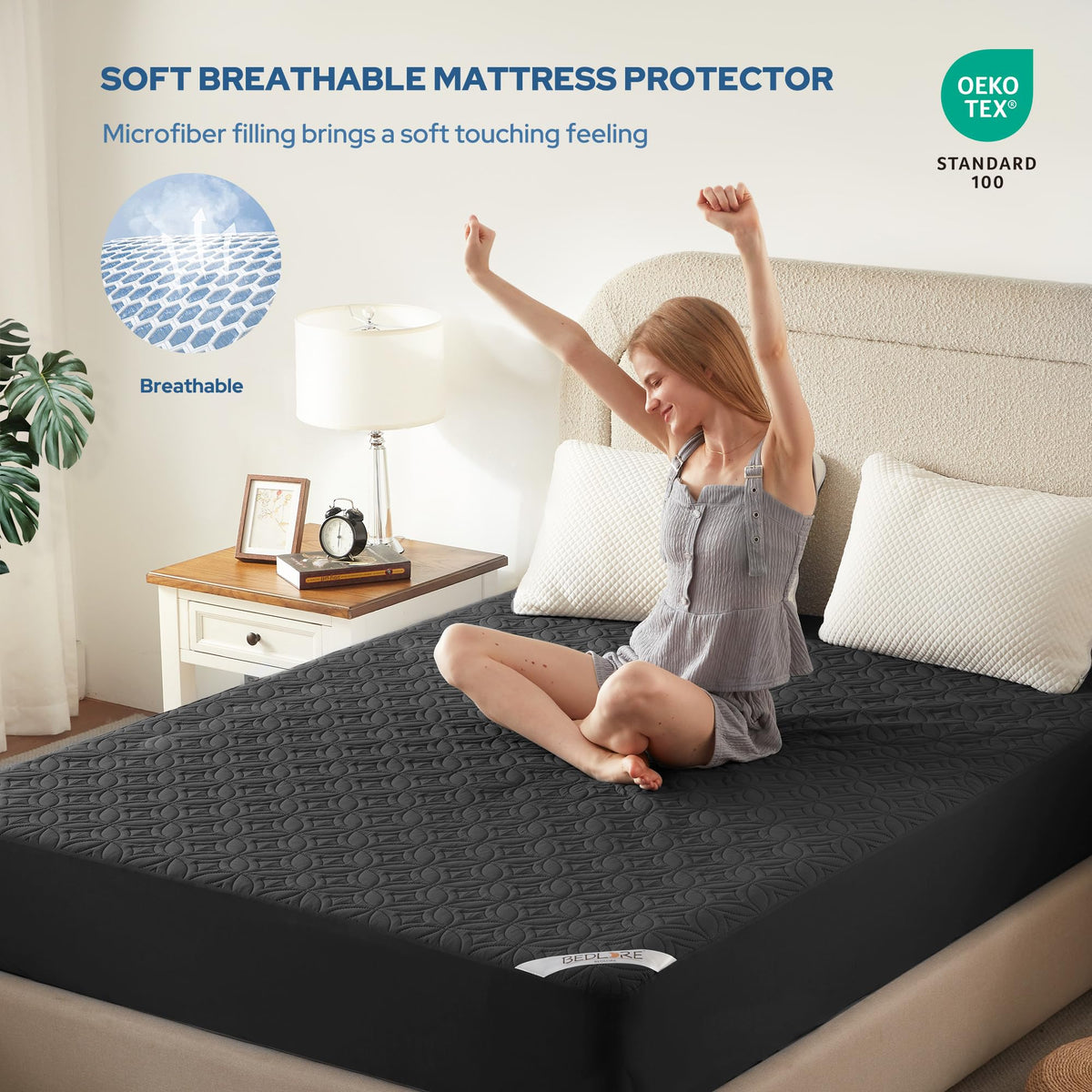 BEDLORE Waterproof Mattress Protector – California King, 6–18 Deep Pocket, Noiseless & Washable