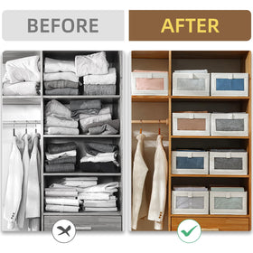 Pradnel Linen Closet Organizers (6 Pack) – Foldable Bins with Clear Windows