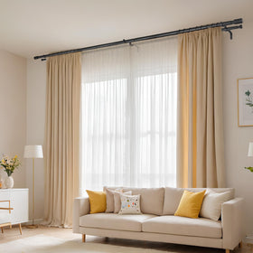Creatyi 1-Inch Heavy Duty Double Curtain Rods – Adjustable 32–129 Inches (Black)