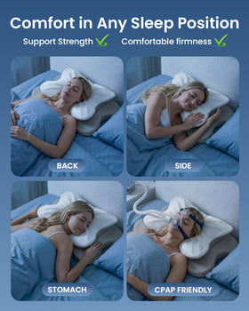 Rainbow Note pillow features 7-zone design supporting head, neck, and shoulders.