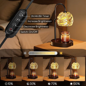 BlissWhisper Candle Warmer Lamp with Timer Dimmer | Height Adjustable, Safe Wax Melter, Black