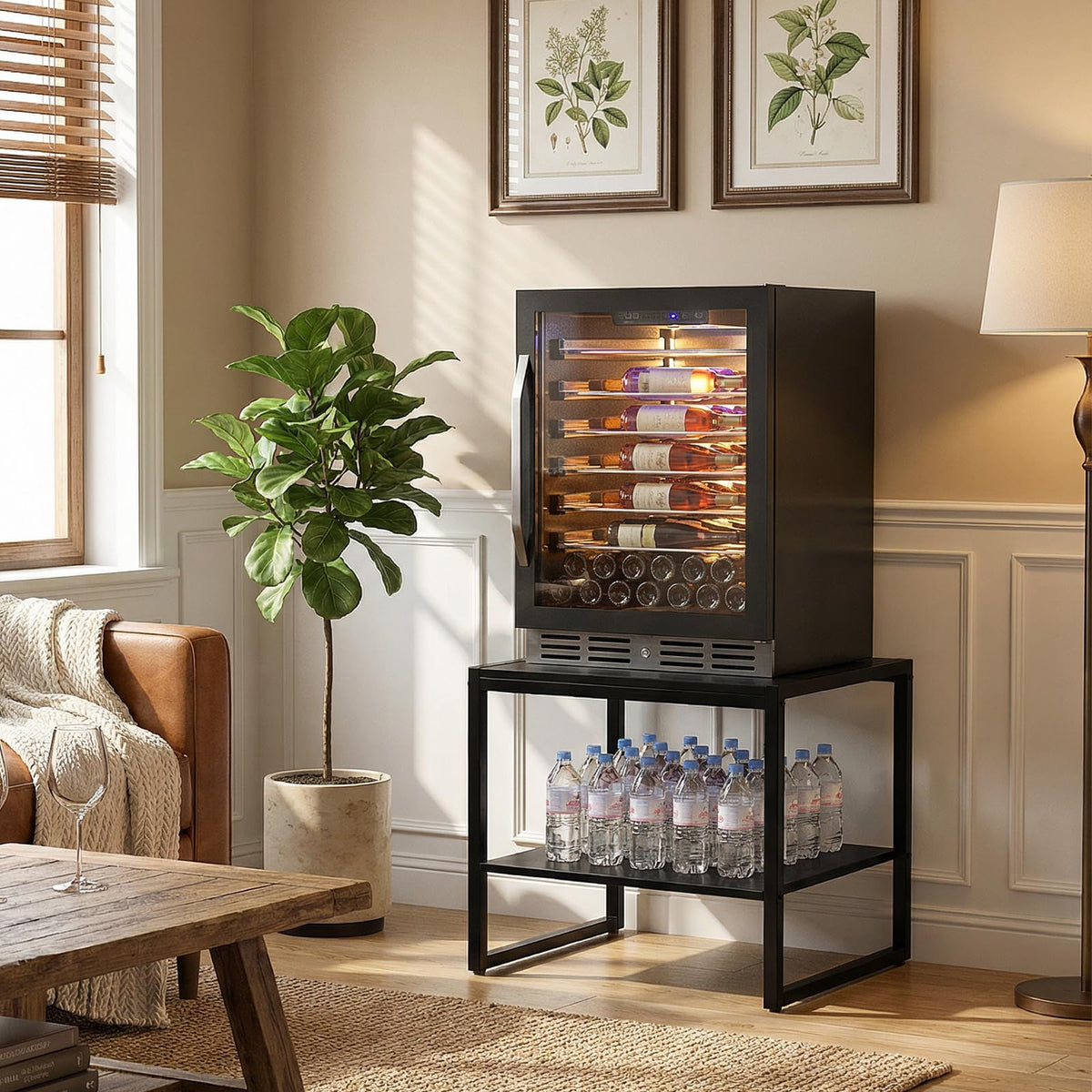 Homieasy End Table – 20-Inch Square, 2-Tier Storage, Industrial Wood, Black