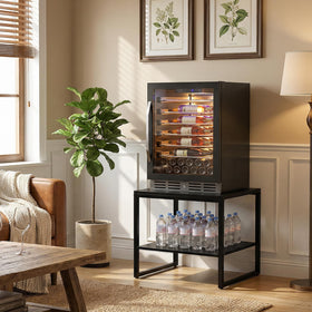 Homieasy End Table – 20-Inch Square, 2-Tier Storage, Industrial Wood, Black