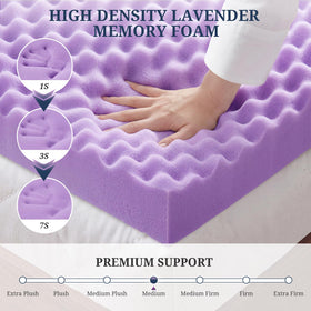 IULULU 3-Inch Egg Crate Mattress Topper Twin | Gel-Infused Memory Foam, Purple, CertiPUR-US