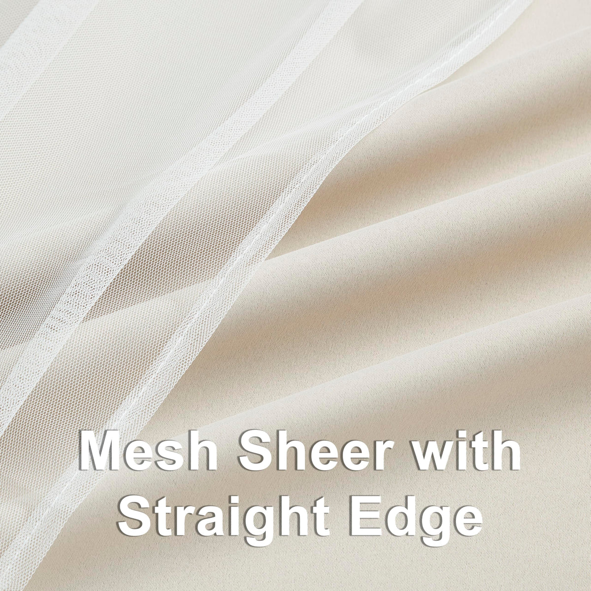 Bujasso Beige 90% Blackout Curtains with Sheer Overlay | 37x84 Double Layer