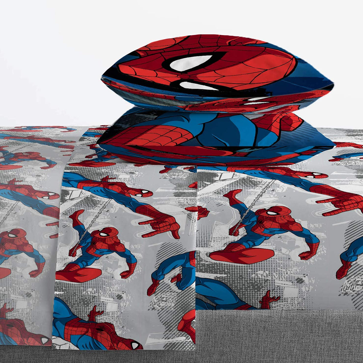 Jay Franco Marvel Spiderman Burst 5-Piece Full Bed Set | Reversible Comforter & Sheet Set