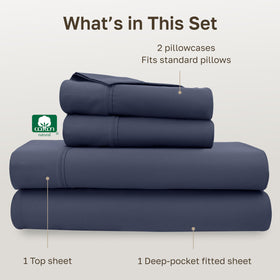 California Design Den Soft 100% Cotton Full Size Sheets – 400 TC, Indigo Dusty Blue | GH Award 2026