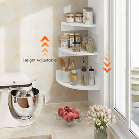 Homode wall shelves for kitchen organization and clutter reduction.