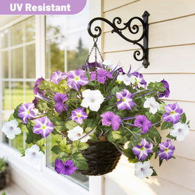 Unlemoni Outdoor Artificial Flowers – 6-Pack UV-Resistant Petunias & Grass for Balcony & Garden