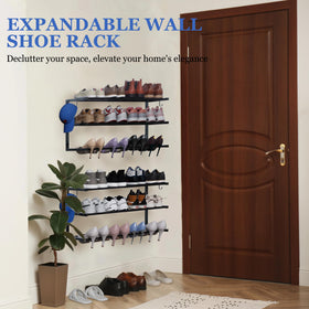 Jchccu 2 Pack Wall Mounted Shoe Rack – 3-Tier, Adjustable, Holds 24 Pairs, Space-Saving