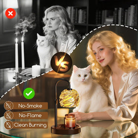 BlissWhisper Candle Warmer Lamp with Timer Dimmer | Height Adjustable, Safe Wax Melter, Black