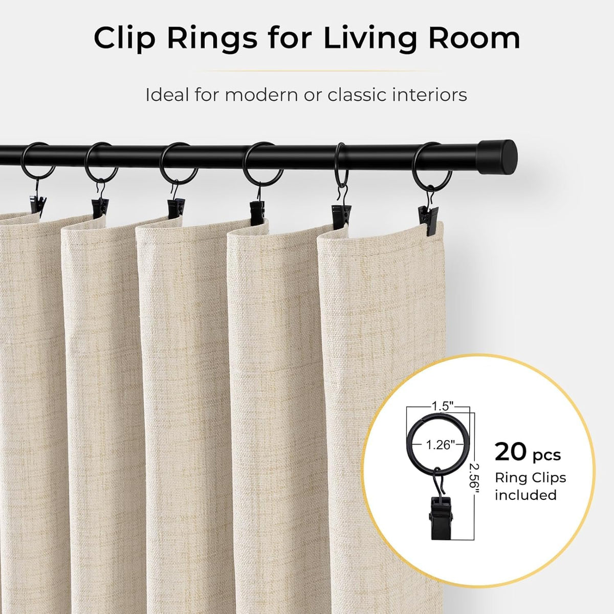 INOVADAY 100% Blackout Curtains – Cream Linen, 2 Panels, 96-Inch Long