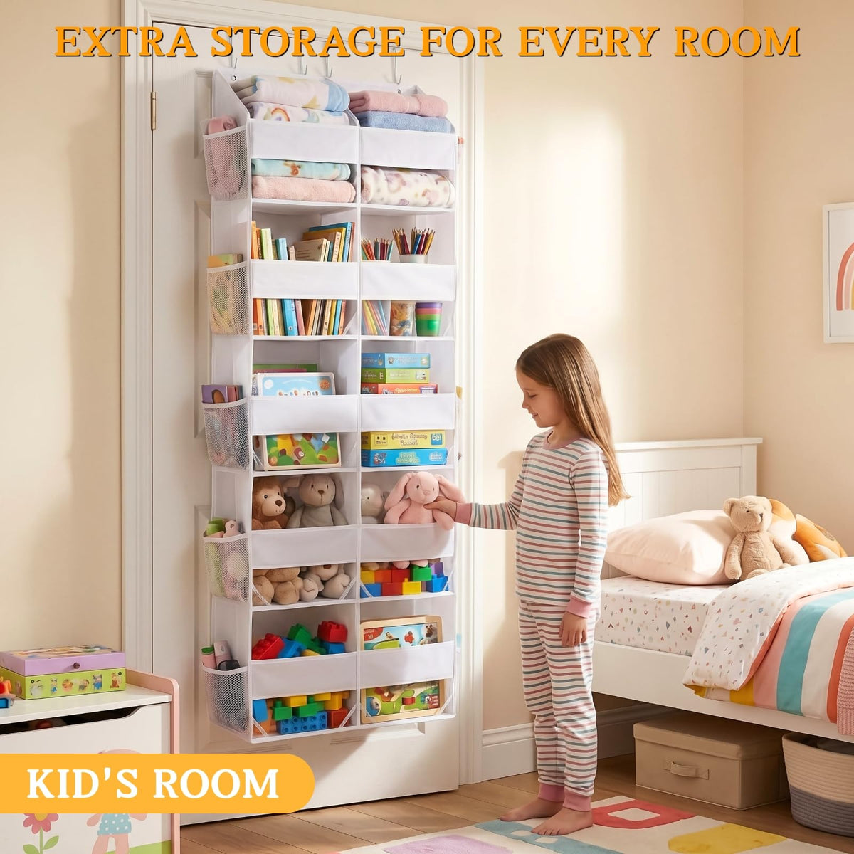 Ofiray-Home Over The Door Organizer 5 Tiers - Extra Large 10-Compartment Behind-Door Storage, Clear Window, 50 lb Capacity