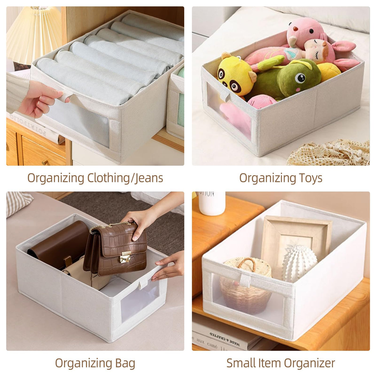 Pradnel Linen Closet Organizers (6 Pack) – Foldable Bins with Clear Windows