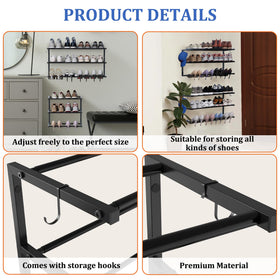 Jchccu 2 Pack Wall Mounted Shoe Rack – 3-Tier, Adjustable, Holds 24 Pairs, Space-Saving