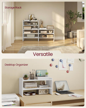 VASAGLE 2-Tier Stackable Shoe Rack for Closet | White ULBS062WZ01S