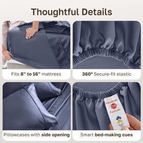 California Design Den Soft 100% Cotton Full Size Sheets – 400 TC, Indigo Dusty Blue | GH Award 2026