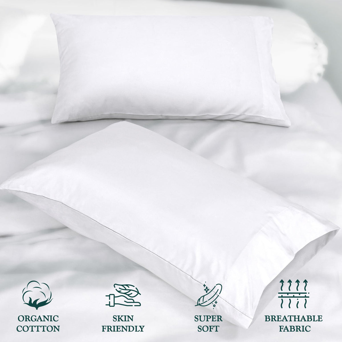 Royale Linens White Cotton Pillowcases King Size – 12 Pack, 20x40, 300 TC, Hotel Quality