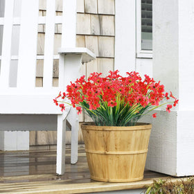 JEMONG 12 Bundles UV-Resistant Outdoor Artificial Flowers – Deep Red (No Fade)