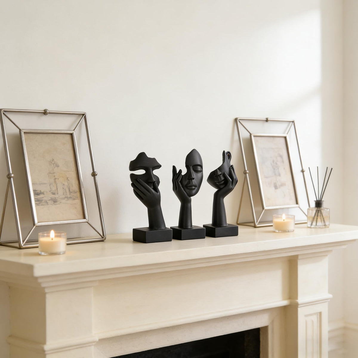oliruim thinker statues set dramatic posing 3 complements modern office decor.
