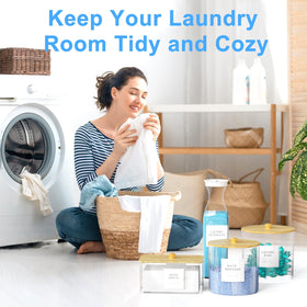AIKAMI 3+1 Laundry Organization Set – Pods Containers, Detergent Dispenser & Dryer Sheet Holder