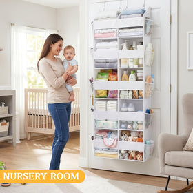 Ofiray-Home Over The Door Organizer 5 Tiers - Extra Large 10-Compartment Behind-Door Storage, Clear Window, 50 lb Capacity