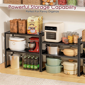Cidaziya Expandable Kitchen Storage Shelves – 110LBS Heavy Duty Metal Shelving Unit for Kitchen, Pantry & Garage