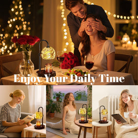 BlissWhisper Candle Warmer Lamp with Timer Dimmer | Height Adjustable, Safe Wax Melter, Black