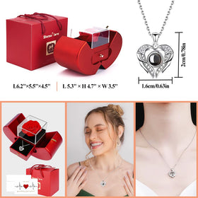 Moshen Eternal Rose Gift Box with Necklace — Preserved Rose Jewelry for Women