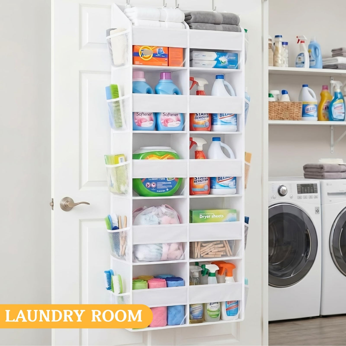 Ofiray-Home Over The Door Organizer 5 Tiers - Extra Large 10-Compartment Behind-Door Storage, Clear Window, 50 lb Capacity