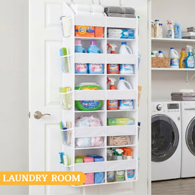 Ofiray-Home Over The Door Organizer 5 Tiers - Extra Large 10-Compartment Behind-Door Storage, Clear Window, 50 lb Capacity