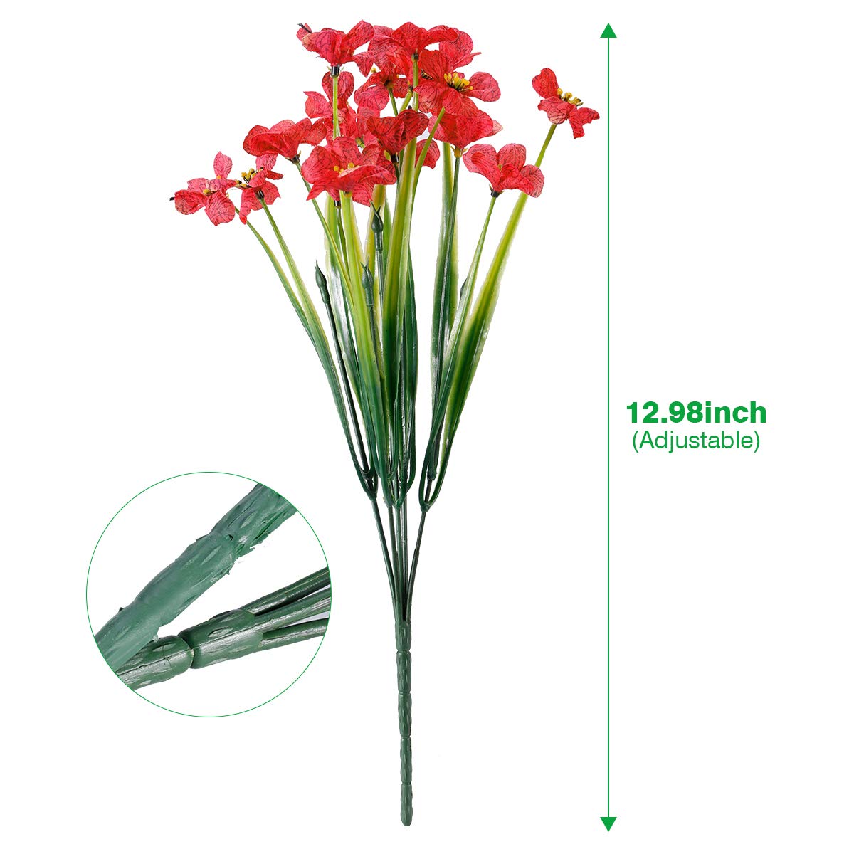 JEMONG 12 Bundles UV-Resistant Outdoor Artificial Flowers – Deep Red (No Fade)