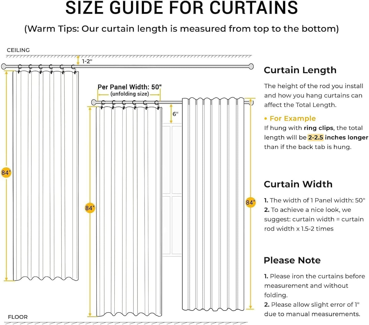 INOVADAY 100% Blackout Curtains – Cream Linen, 2 Panels, 96-Inch Long