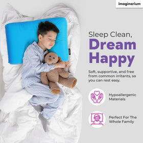 Imaginarium pillow back sleeper angle showcasing balanced head alignment.