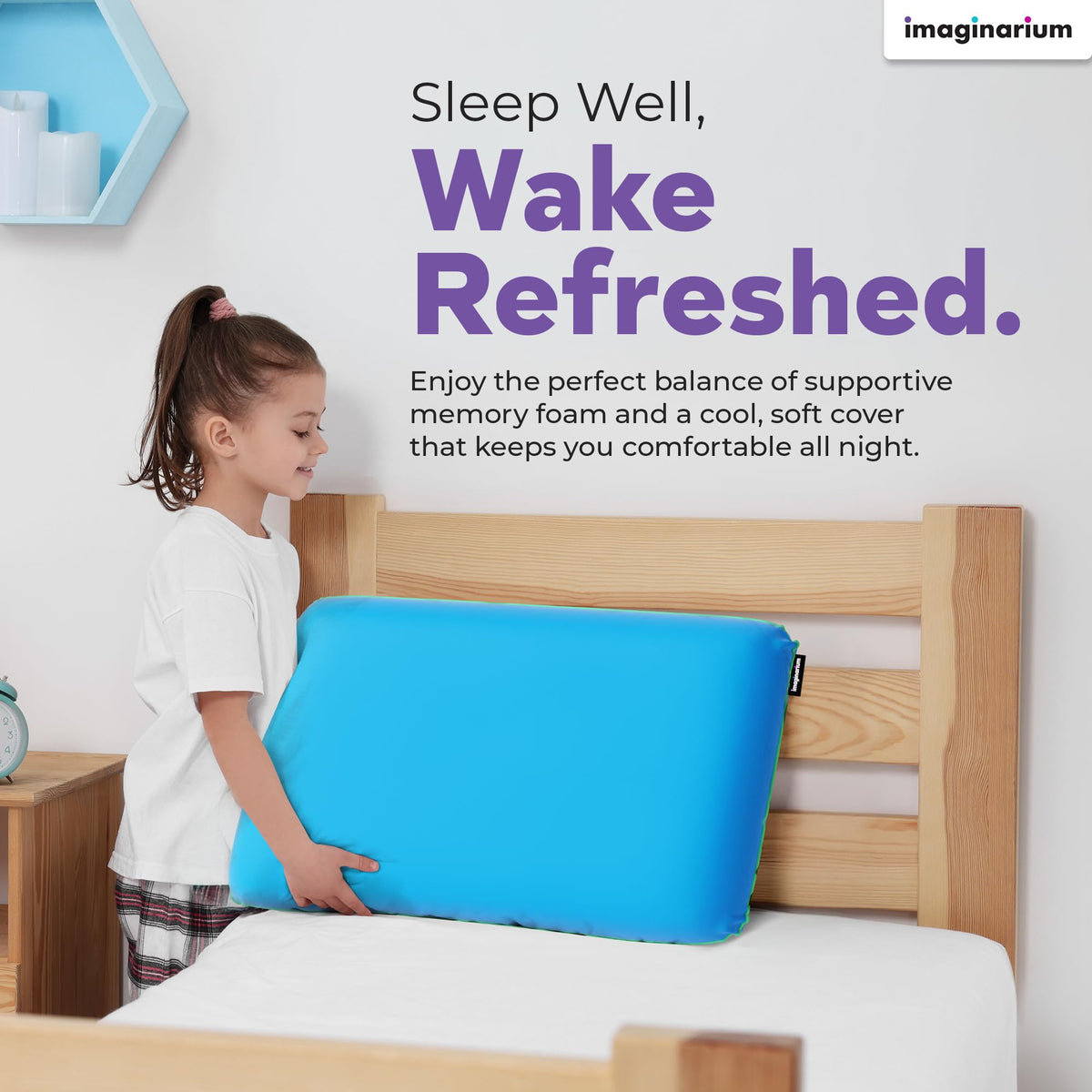 Imaginarium certified-hypoallergenic pillow ideal for sensitive skin.